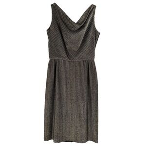 VTG Maggi Stover Gold Metallic 60s Party Dress Women‎ 13 Cowl Lined XS/S